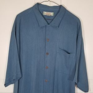 Tommy Bahama Blue Silk Short Sleeve Camp Shirt XL